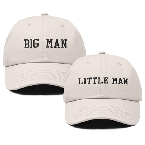 DALIX Big Man Little Man Hat Father Son Matching Cap Fun Gifts, Beige, One size