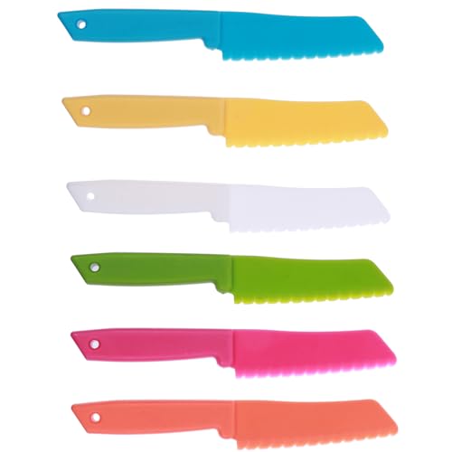 Mikikit 6piezas Cuchillo para Tartas Infantiles Cortadores De Postre De Plástico para Tartas De Fiesta Herramientas para Cortar Postres Accesorios para Cocina