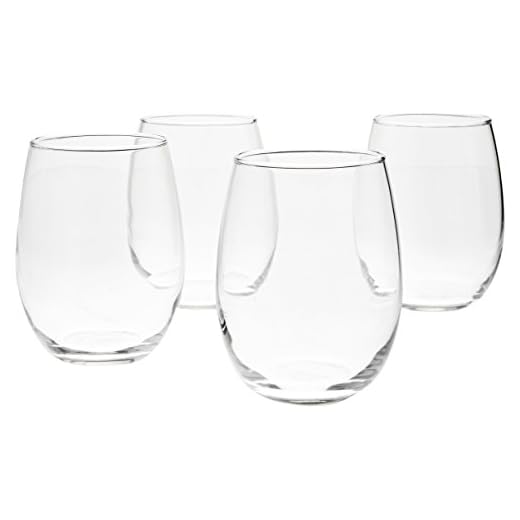 AmazonBasics Stemless Wine Glasses (Set of 4), 15 oz