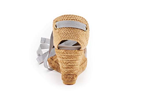 Image of Viscata Sagaro Espadrille Canvas Wedges with Ankle Laces Spain Handmade 2 inch Heel Women's Sandals with Breathable Organic Cotton Canvas and 100% Natural Jute for all Occasions: Casual, Work, Party