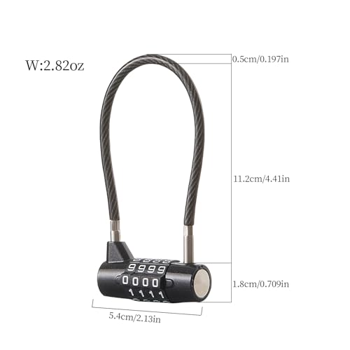 Image of Combination Lock Cable Lock with 4 Digits Cabinet Lock with 3.5 inch Cable Length Twist 3.5 inch Length Durable Cable Ideal for lockers, Gym, Toolbox, Case Small Size (3.5 inch)