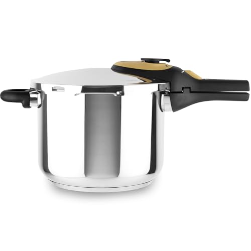 Magefesa Activa2   Olla Express Rápida 7.5L, Acero Inoxidable 18/10, 2 Programas de Cocción, Todo Tipo de Cocinas, Inducción, Mango Color Mostaza