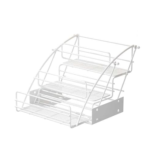 Étagère Coulissante À 3 Niveaux For Meuble De Cuisine, Porte-épices Escamotable, Base Ajourée, For Cuisine Et Salle De Bain(White)
