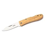 Herbertz Selektion Taschenmesser, AISI 440 Stahl, rostfrei, Olivenholz, Back Lock, Fangriemenöse, scharfes Klappmesser & Outdoor-messer für Camping, Wandern oder Jagd