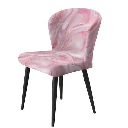 Image of Bar Stool Covers with Backs Dining Room Square Swivel Barstool Chair Seat Set of 2 Pink Marble Non-Slip Counter Height Chair Covers Home Decor