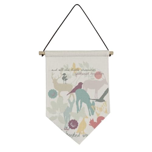 Drapeau en toile oiseau cerf pour suspendre dans un salon style chalet nature