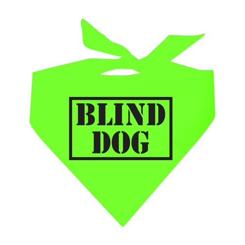 Blind Dog Dog Bandana | 100% Adjustable Cotton Triangle | Made in USA | Deaf | Impaired | Hearing Loss Accessory | Warning | (Neon Green, OS 835)