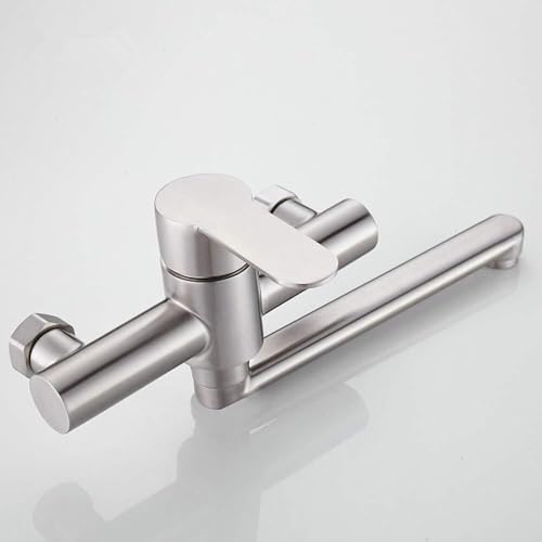 Grifo de acero inoxidable de baño tipo mezcladora montada en la pared para evitar salpicaduras 3