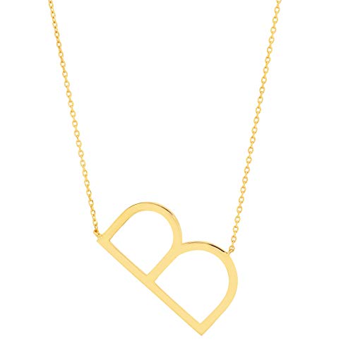 MAX + STONE Solid White 10K Gold Initial Pendant Necklace for Women | Personalized 10K Gold Necklace for Women | Real 10kt Letter Necklaces with Initial Letter A on an 16-18 inch Cable Chain