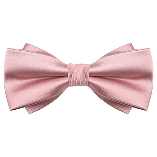 Homem gravata borboleta pré-atada Batwing laço com fecho de gancho ajustável 12 x 6 cm, Rosa claro