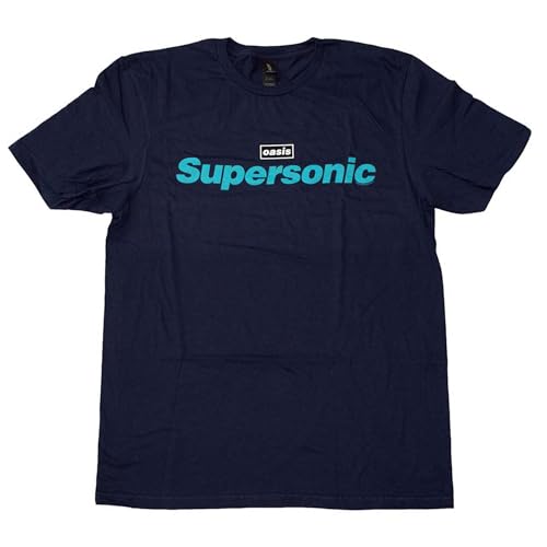 Rock Off officially licensed products Oasis Supersonic Title Colour - T-shirt (azul-marinho), Azul Marinho, Médio