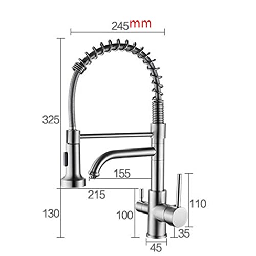 Robinet de cuisine 3 voies multifonction noir avec commande eau potable intégrée