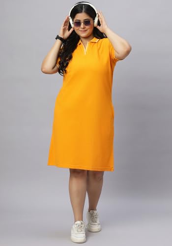 Image of Wear Your Opinion Women's Plus Size Soft PQ Polo Collar Neck Tipped Tshirt Dress