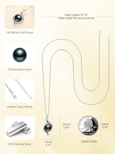 Tahitian Black Pearl Necklace, 925 Sterling Silver Saltwater Pearls Jewelry, Women Infinity Jewel with Pearl Pendant2
