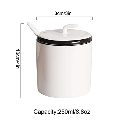 Haushaltszuckerdose mit Löffel, einfarbiger Zuckerbehälter, feuchtigkeits- und staubdichte Gewürzdosen aus Porzellan, Zuckertopf mit praktischem Deckel-Rosa-250-ml-Töpfe (Color : White1, Size : 250m 5 Haushaltszuckerdose mit Löffel, einfarbiger Zuckerbehälter, feuchtigkeits- und staubdichte Gewürzdosen aus Porzellan, Zuckertopf mit praktischem Deckel-Rosa-250-ml-Töpfe (Color : White1, Size : 250m