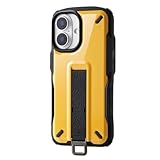 エレコム iPhone 16 ケース NESTOUT 耐衝撃 衝撃吸収 [リュックのショルダーベルトに装着可能] フィンガーバンド付き スタンド機能 ストラップホール付き アウトドア イエロー PM-A24ANESTYL