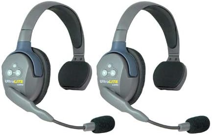 Eartec EAR-UL2S Ultralite 2 Person Intercom System with 2 Single Ultralite Headsets Li-Ion Batteries Charger & Case
