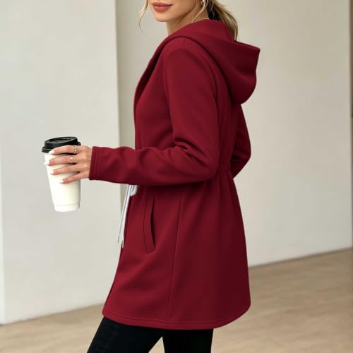 Veste longue décontractée pour femme veste à capuche zippée - 6