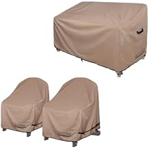 ULTCOVER Patio Furniture Sofa Cover 74W x 35D x 35H inches Bundle with Waterproof Patio Adirondack Chair Cover 2 Pack Fits Up to 32W x 35D x 36H inches
