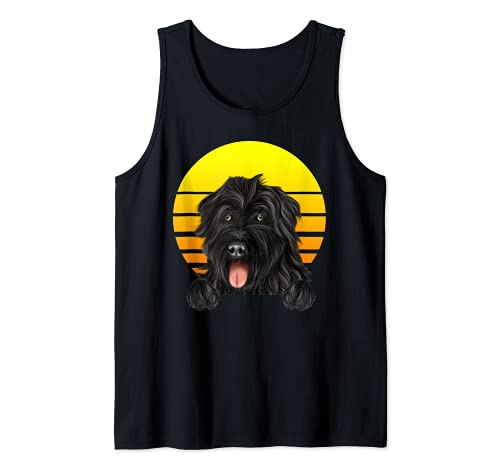 Vintage Sunset Bouvier des Flandres Dog Lover Tank Top, Black