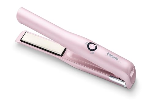 Beurer HS20 Cordless Rechargeable Hair Straightener With USB Charging Cable, 3 Fast-Heating Temperature Settings And Heat-Resistant Cover, Ideal For Travelling