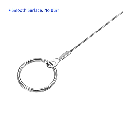 M METERXITY 1.5mmx50cm ランヤードセキュリティケーブルロープ 10個 30mmキーリング2個付き 20個 屋外対応 (304ステンレススチール、シルバー) 5枚目