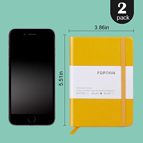 Carnet de poche ligné jaune Lot de 2 petits calepins A6 couverture rigide