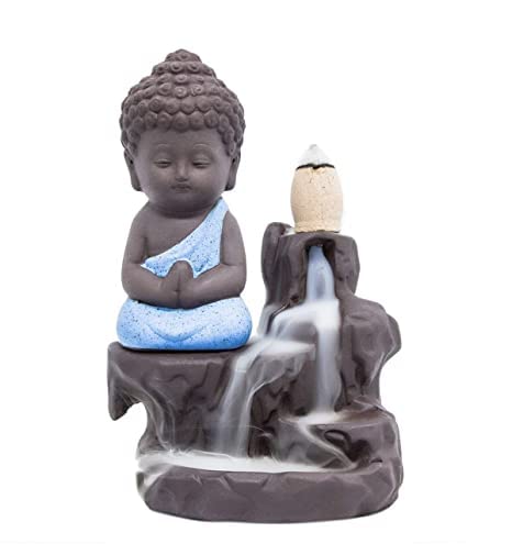 Home Decor Smokey Budha with 11 Backflow Cones for Gifting farewells Birthday Anniversaries-Resin,Blue Home Decor Smokey Budha with 11 Backflow Cones for Gifting farewells Birthday Anniversaries-Resin,Blue