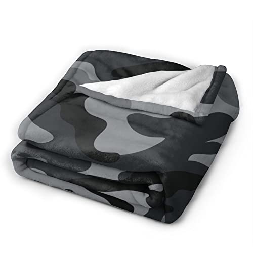 Perinsto Army Camouflage Throw Blanket Ultra Soft Warm All Season Black And Grey Camo Decorative Fleece Blankets For Bed Chair Car Sofa Couch Bedroom 50"X40" #TOP1