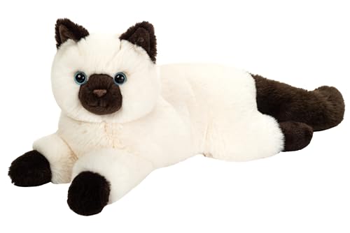 Peluche chat birman couché 36 cm la tendresse câline à adopter