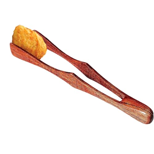 Pinzas de madera, pinzas para tostadas, pinzas antideslizantes para ensalada de mango largo | Pinzas de madera antideslizantes para cocinar, para servir alimentos, frutas, pan