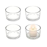 4PCS Glass Tea Light Candle Holders Clear Retro Cylinder Votive Mini Candle Holder Christmas Valentines Day Birthday Party for Home Decor Weddings Parties and Table Settings