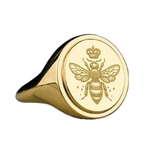 Bague abeille en argent 925 et chevalière ovale plaquée or pour homme et femme LKDR_0421