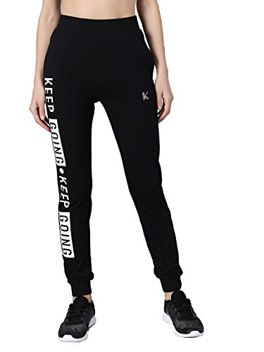 KOTTY Black Poly Cotton Sports Women Trackpant - KTTWOMENSTRACKPANTS08S