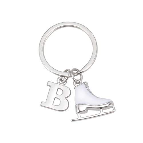 LIKGREAT Ice Skate Keychain Figure Skating Keychains for Girls Initial Ice Skating Charm Key Chain Backpack Decoration (B)