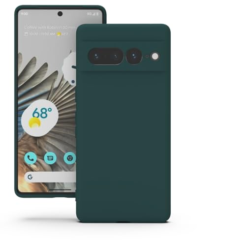 Image of YATWIN Silicone Back Case for Google Pixel 7 Pro, Soft-Touch Phone Back Cover for Google Pixel 7 Pro - Dark Green