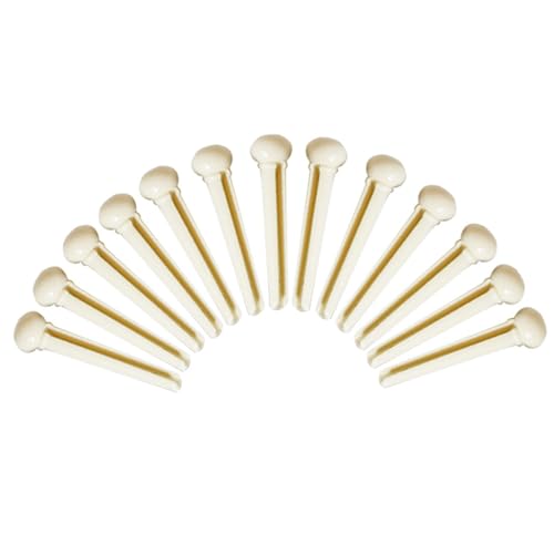 ギター弦ピン ギターピンアクセサリー フォークギター弦留めバックル 弦ポスト 黒と白のカーボンプラスチック(White,13)