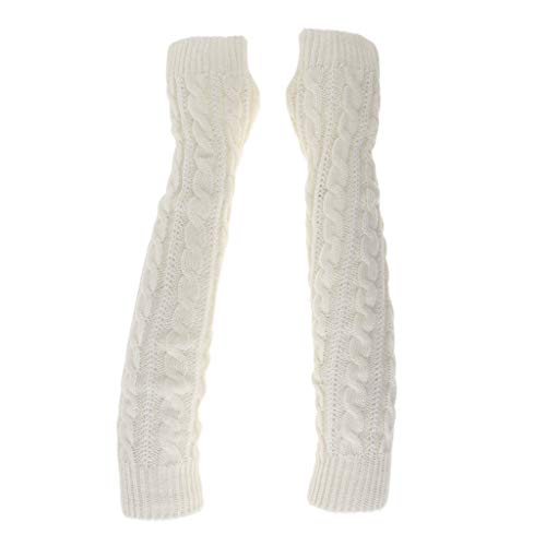 gazechimp 2 Pares de Luvas Femininas de Inverno Quente Malha de Braço Longo Aquecedores Sem Dedo Pol
