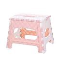 Fan-Ling Plastic Multi Purpose Folding Step Stool,Bathroom Children Small Bench,Portable Adult Outdoor Fishing Stool,Home Train Outdoor Storage Foldable (Pink)