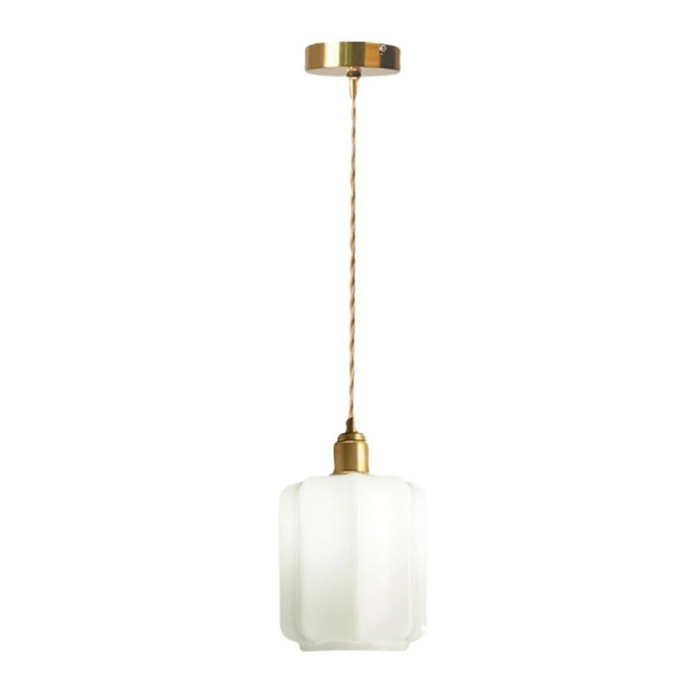 Lustre en laiton rétro nordique et suspension en verre blanc laiteux