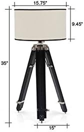 NauticalMart Designer Chrome Finish Wooden Tripod Table LAMP Base ONLY