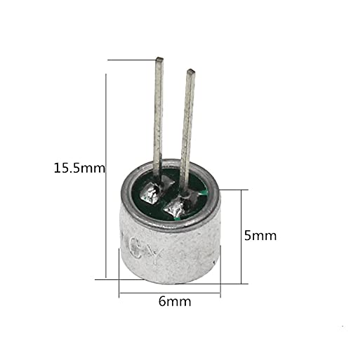 100PCS 65mm MIC Capsule Electret Condenser Pickup Microphone 52DB Tape Pin Mitophone 6050 Electret Sensitivity 56-58