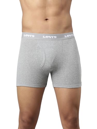 Image of Levi's 001 Classic Boxer Brief for Men | 100% Pure Cotton | Solid | Mid-Rise Men's Underwear | Anti-Roll Waistband | Durable Comfort with Extra Supportive Gusset | Functional Fly | Pack of 2