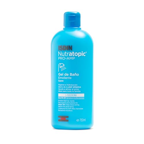 ISDIN Nutratopic PRO-AMP Gel Douche Émollient (750 ml) | Hygiène et Hydratation Quotidiennes de la Peau Atopique | Convient à Toute la Famille | Usage Quotidien