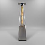REALGLOW Real Flame Outdoor Pyramid Patio Heater in Stainless Steel - 13KW Propane Gas Standing Floor Heater for Outdoors & Gardens - Outside Space Heating for Decking, Home Garden & Gazebo
