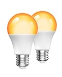 Aurahome 2000K Large Amber Hue Warm Light Globe ES GLS A19 E27 Screw in Bulb, 9W (60W Equivalent), Blue Light Blocking for Bedroom, Baby Nursery, 2 Pack