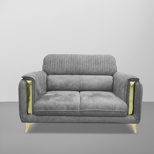 Image of Casaliving Gelio 2 Seater Sofa Set for Living Room (Dark Grey Colour) Premium Fabric Sofa