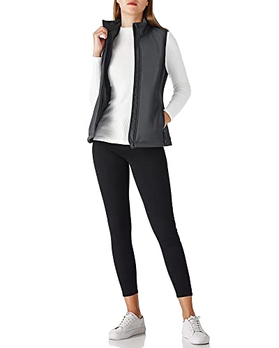 Outdoor Ventures Softshell Weste Damen Ärmellose Jacke Laufweste Leicht Winddicht Warm Fleeceweste Stehkragen Sport Golf Weste mit 4 Taschen für Wandern Camping Dunkelgrau XL