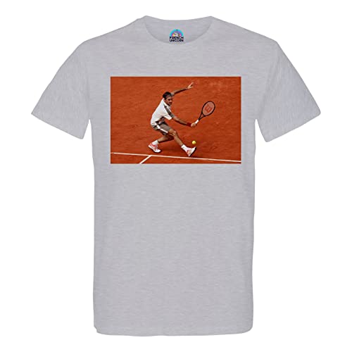 T-Shirt, Herren, Rundhalsausschnitt, Bio-Baumwolle, Terrakotta, Roger Federer, Tennis Superstar Sport, grau, S