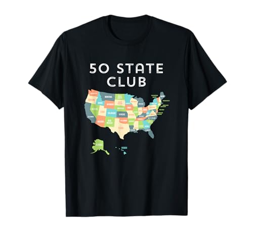 Visit all 50 states shirt, USA map t-shirt gift for travel T-Shirt